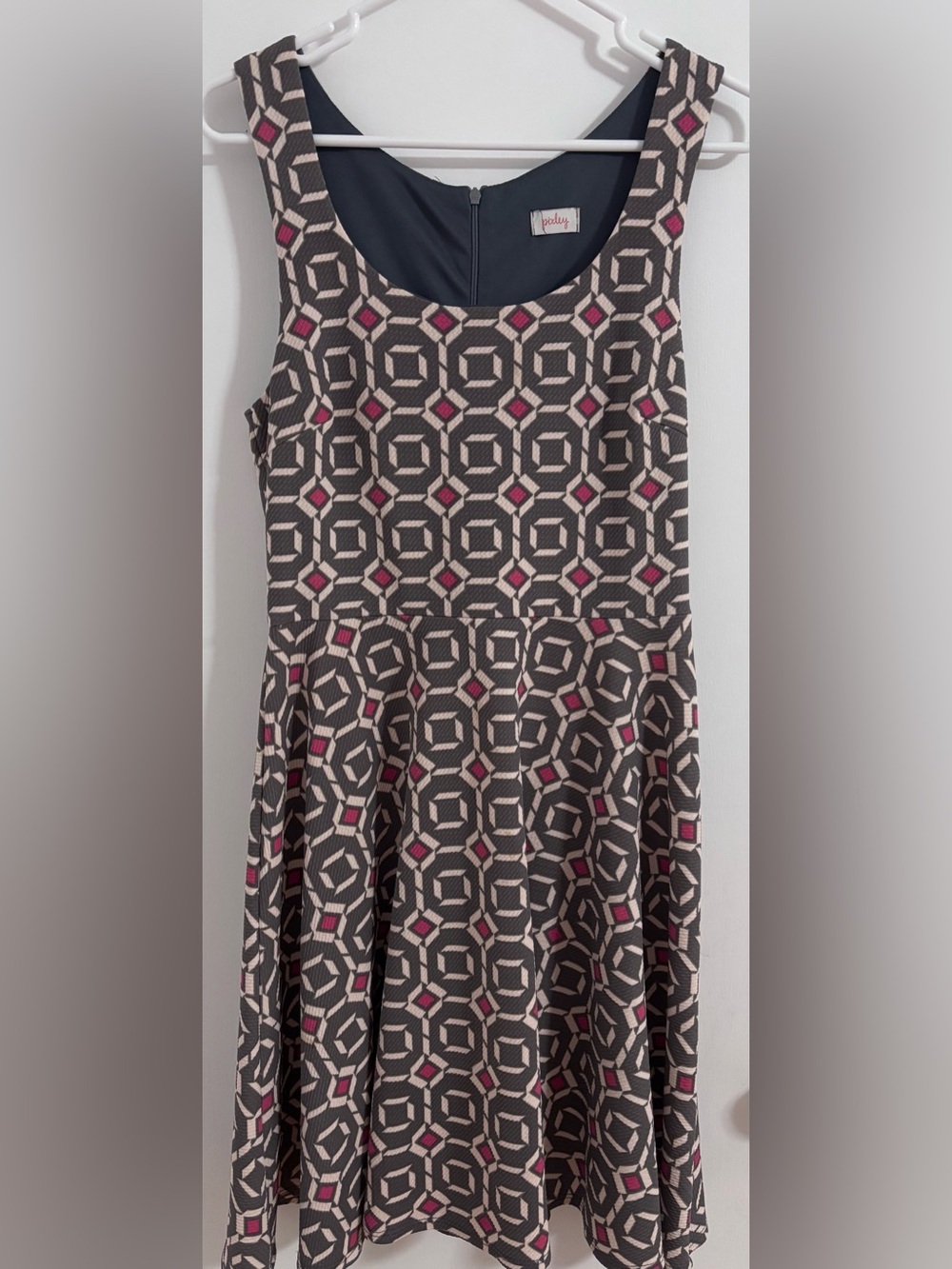 Pixley Gray & Pink Geometric Fit & Flare Dress